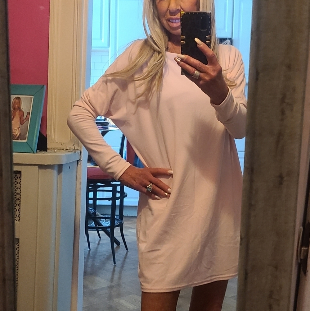 HP🔥🔥Cute Simple Pink Long Sleeve Dress - Picture 8 of 9